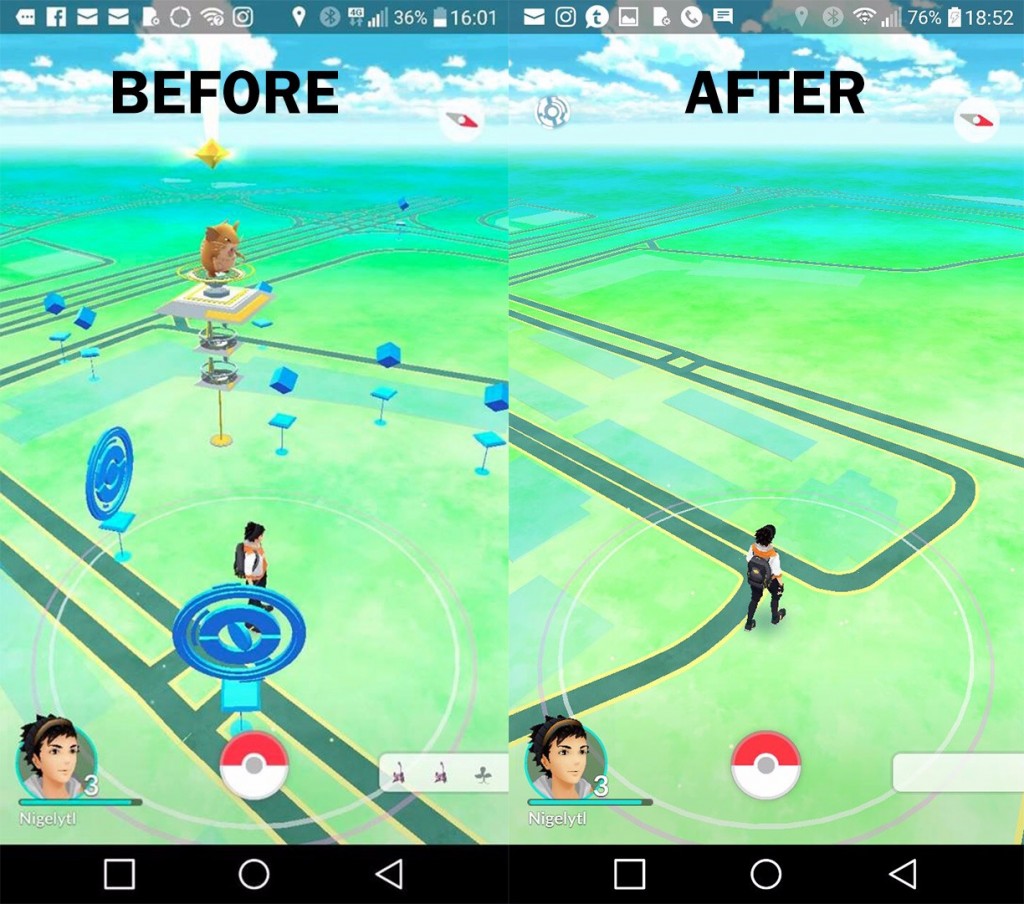 Pokemon go before and after